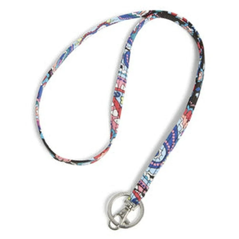 Vera Bradley Lanyard Cotton Haymarket Paisley Multicolor Silvertone Hardware NWT